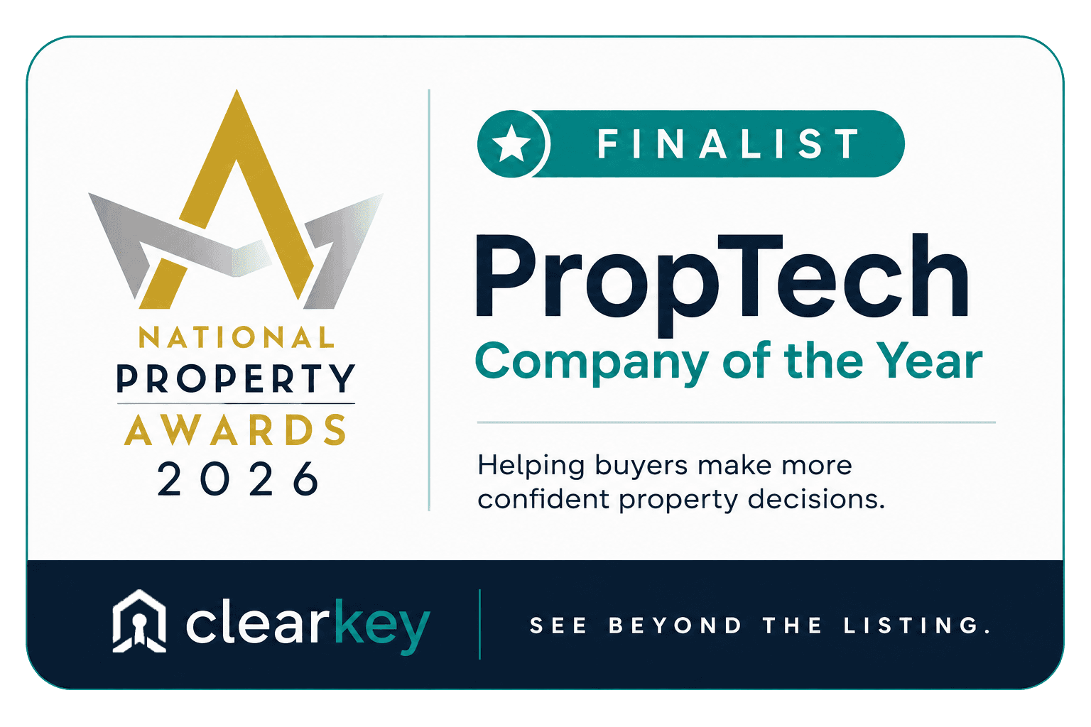 ClearKey — finalist for PropTech Company of the Year, National Property Awards 2026